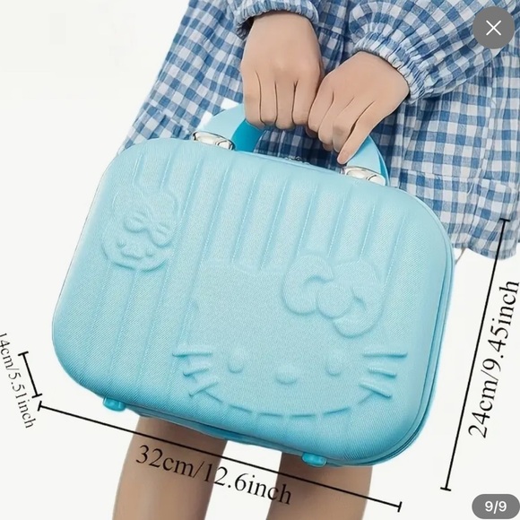 Brand New Hello Kitty 14-inch Waterproof ABS Cosmetic Travel Case (mint green) - Picture 4 of 5